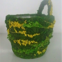 Кашпо плетеное Чашка с петелькой (мох, трава) 11 х 13 см