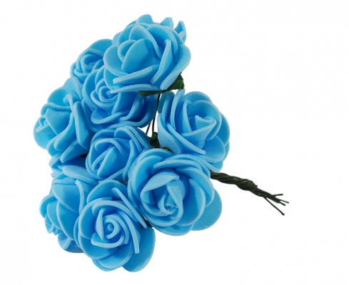 Букетик  Роз из фоамирана ( 1  букет 12 розочек) 3 х 10 см  голубой