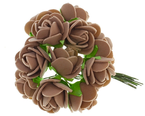 Букетик  Роз из фоамирана ( 1  букет 12 розочек) 3 х 10 см  коричневый