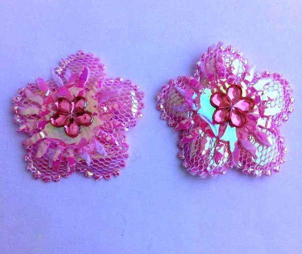 Декор текстиль 3 см  10 шт  Цветок розовый