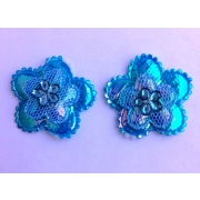 Декор текстиль 3 см  10 шт  Цветок голубой
