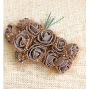 Букетик  Роз из фоамирана с фатином ( 1  букет 12 розочек) 2 х 10 см коричневый