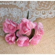 Букетик  Роза бумажная 25-30 мм 6 шт розовый