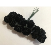 Букетик роз бумажный цвет: черный . Размер цветка 15 мм, 12 шт