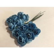 Букетик роз бумажный цвет: светло - синий . Размер цветка 15 мм, 12 шт