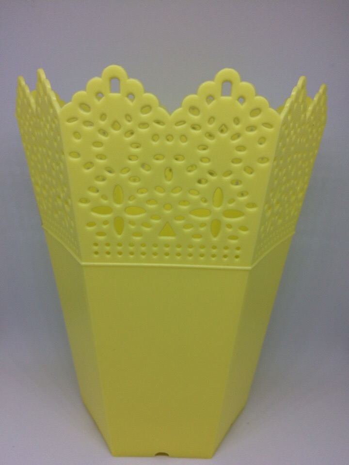 Кашпо пластик ажурный край многоугольник 10 х 14 см лимонное