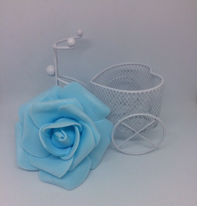 Головка розы из фоамирана 7 см упаковка 10 шт голубая