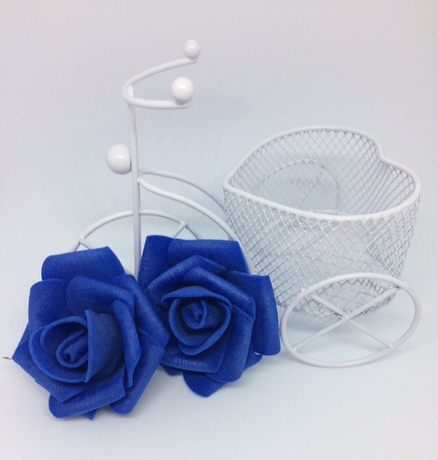 Головка розы из фоамирана 5 см упаковка 10 шт синяя