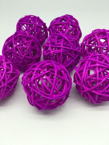Ротанговые шары 4  см В упаковке 10 шт. Цвет: фиолетовый