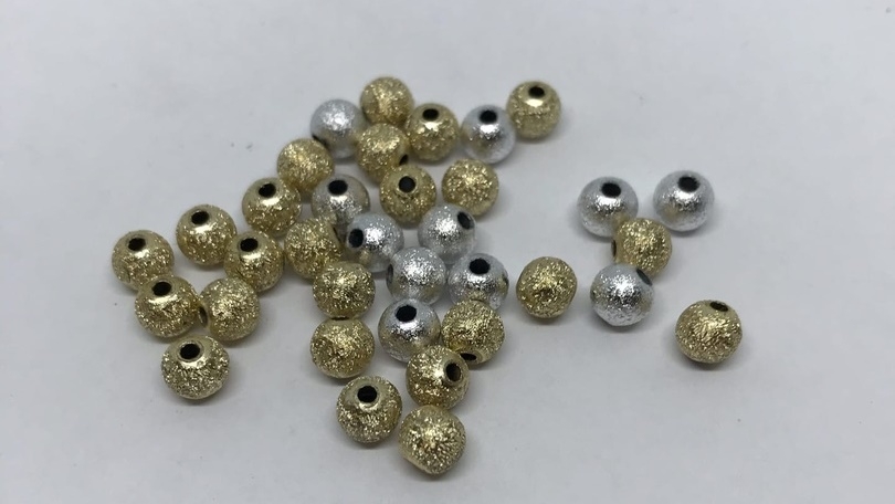 Бусины матированные золото и серебро микс 6 мм 20 гр