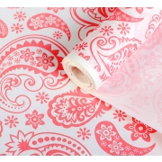 Крафт белый 50гр, Огуречный узор розовый 0,72х10 м