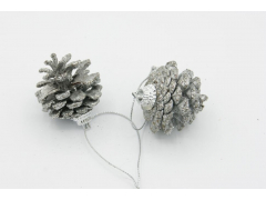 Новогодние украшения «Шишки» 3 см (9 шт) серебро