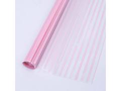 Пленка прозрачная с рисунком «Полосы узкие» Нежно-розовый 70см 200гр