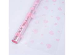 Пленка прозрачная с рисунком «Сердечки» Нежно-розовый 70см 200гр