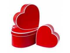 Набор коробок «Сердце» 28.3*25.8*13.5, 24.5*22.8*11.5, 21*20*9.5см. Кайма Красное 3шт
