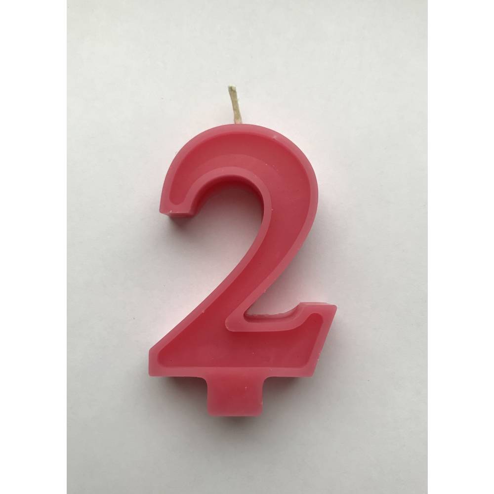 Свеча Цифра  7 см  розовая 2 ( два)