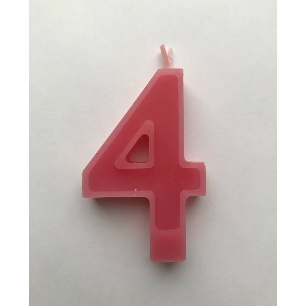 Свеча Цифра  7 см  розовая 4 ( четыре)