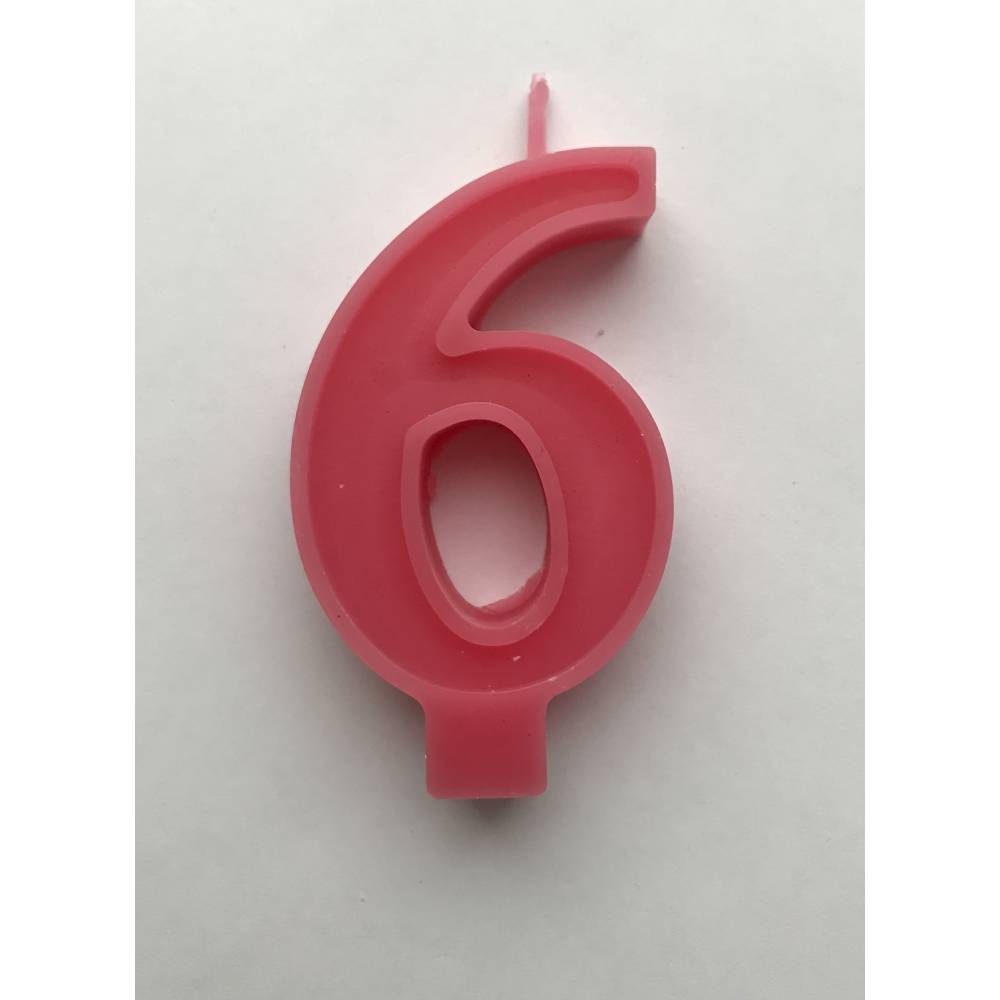 Свеча Цифра  7 см  розовая 6 ( шесть)