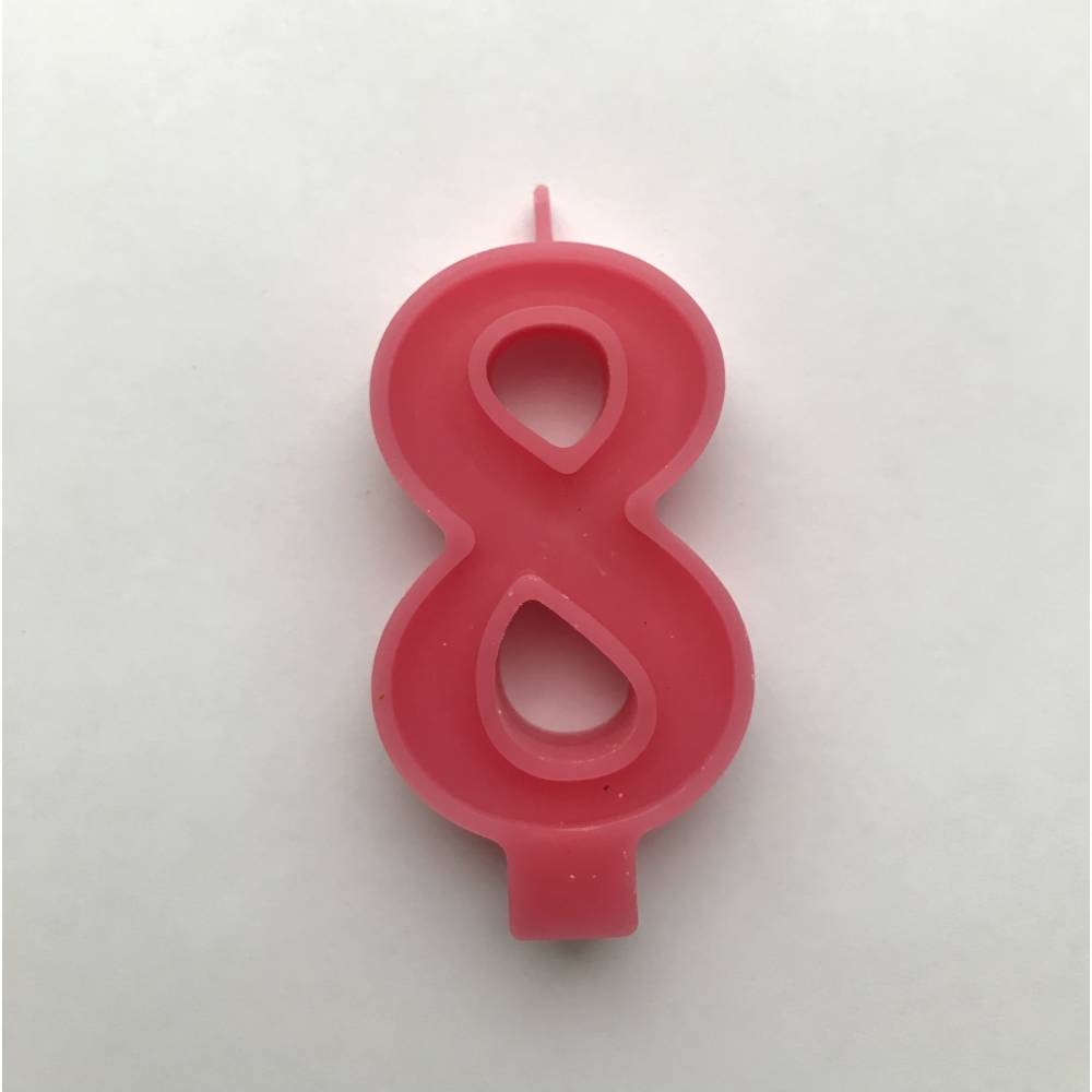 Свеча Цифра  7 см  розовая 8 ( восемь)