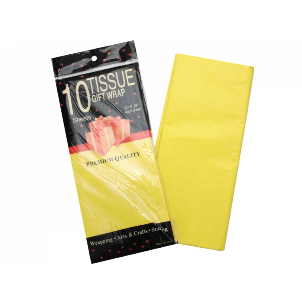 Бумага Тишью 50 х 65 см ( в упаковке 10 листов) желтая
