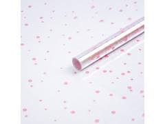 Пленка прозрачная с рисунком «Горошек» Нежно-розовый 70см 200гр