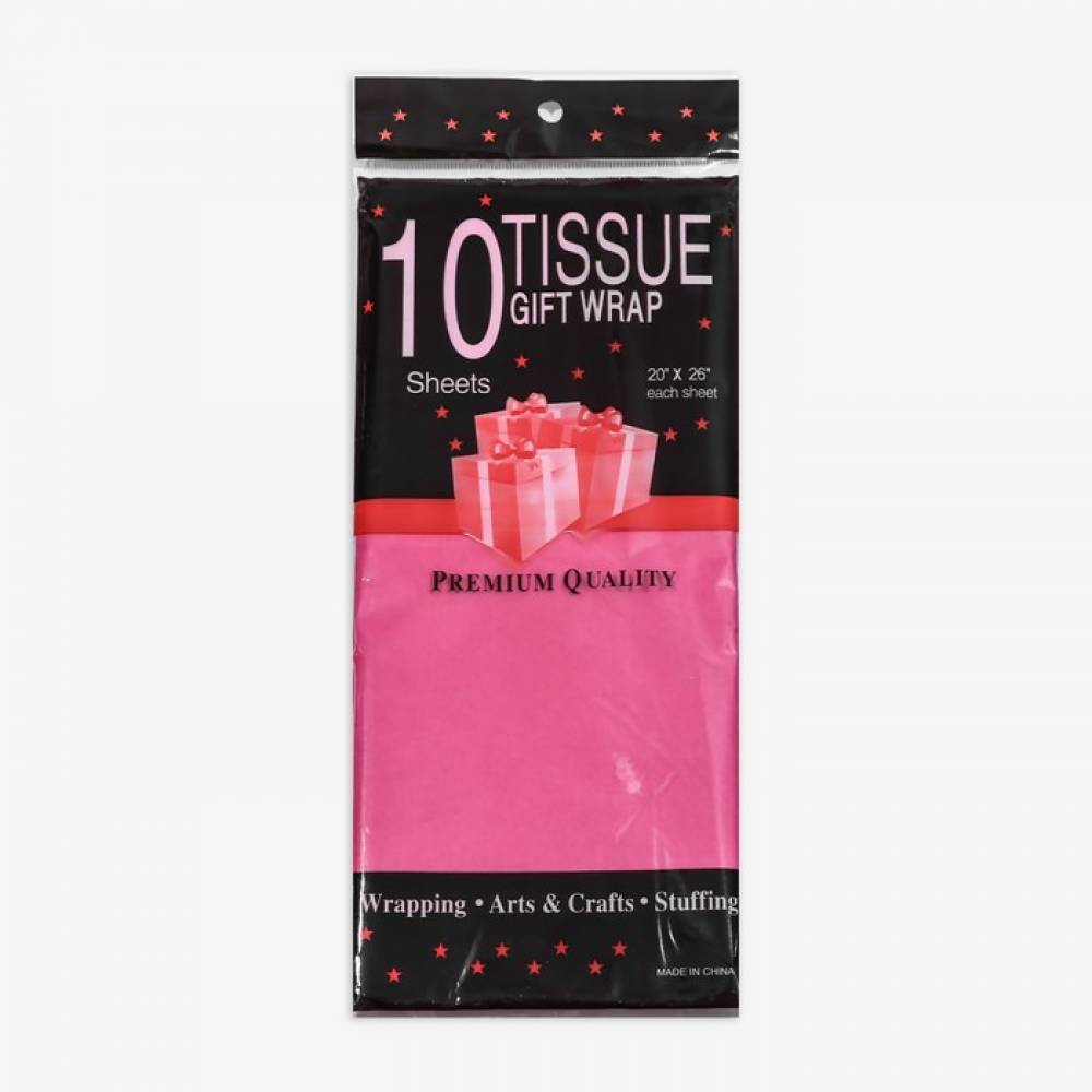 Бумага Тишью 50 х 65 см ( в упаковке 10 листов)  ярко розовая