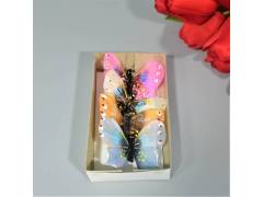 Бабочка на проволоке 6,5х5см перо цветная (4шт)
