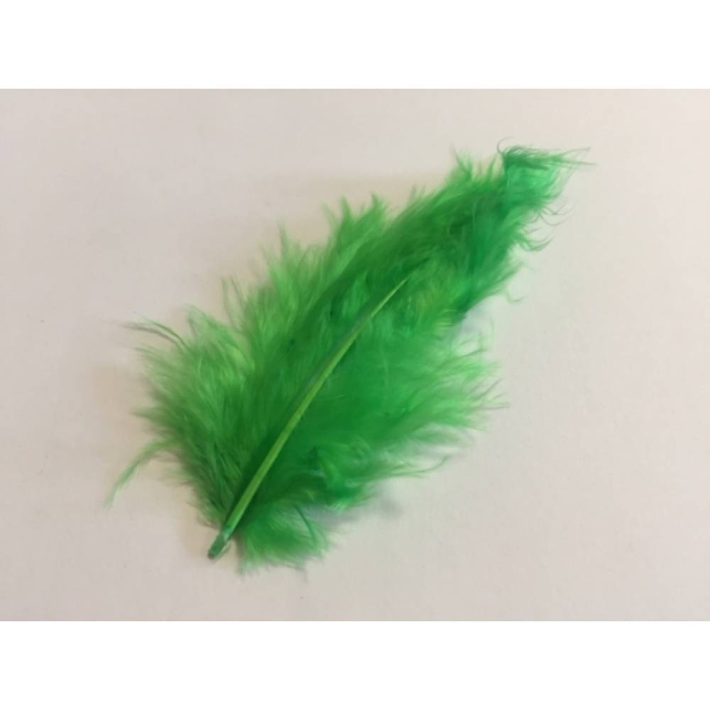 Пушистые натуральные перья 9 см 20 шт зеленые