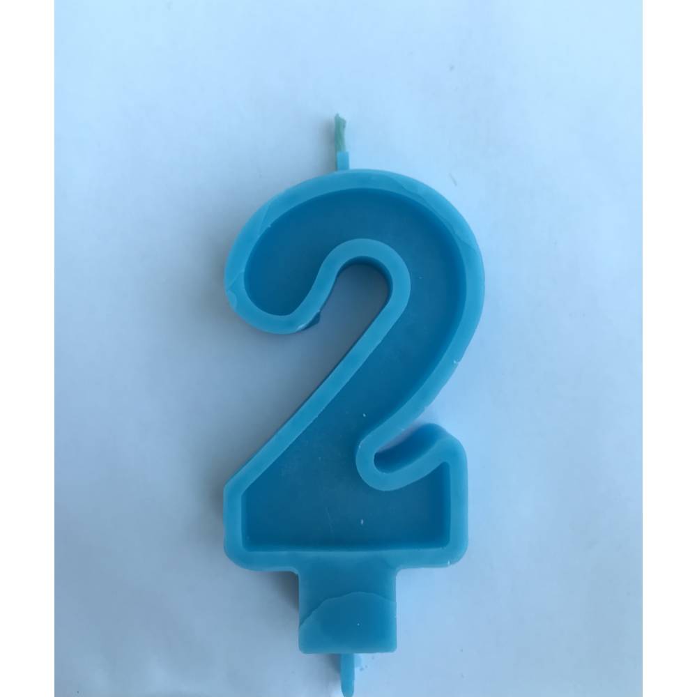 Свеча Цифра  7 см  голубая  2 ( два)