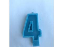 Свеча Цифра  7 см  голубая 4 ( четыре)