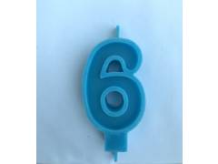 Свеча Цифра  7 см  голубая 6 ( шесть)