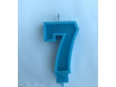 Свеча Цифра  7 см  голубая 7(семь)
