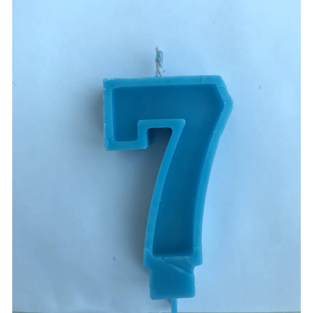 Свеча Цифра  7 см  голубая 7(семь)