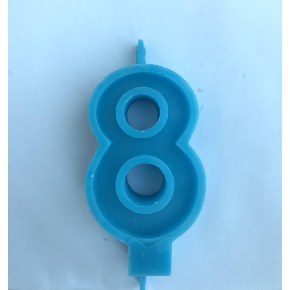 Свеча Цифра  7 см  голубая 8 ( всемь)