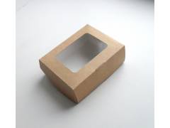 Коробка крафт  универсальная с окном 10 х 8 х 3.5 см