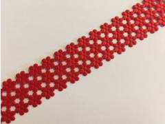 Лента ажурная Цветок 22 мм 5 метров красная