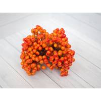 Ягода на ветке 10 мм 20 шт (40 ягод) оранжевые