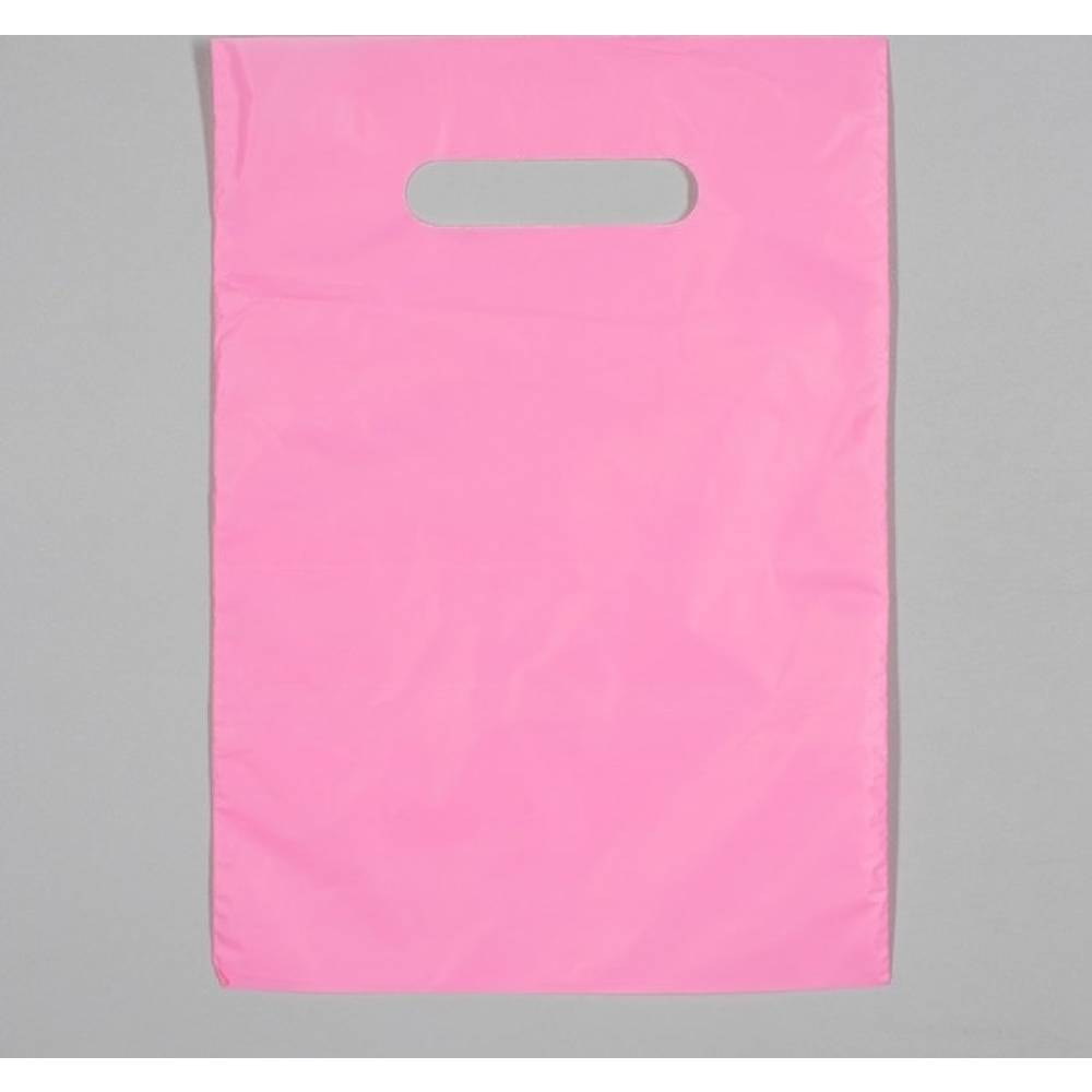 Пакет с вырубной ручкой 20 х 30 см  33 мк 50 шт  розовый