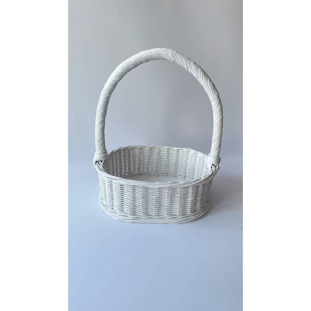 Корзинка из лозы белая 36 х27 h 13  hh 36 см