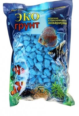 Грунт для аквариума и декора Мраморная крошка голубая блестящая 5-10 мм , 1кг
