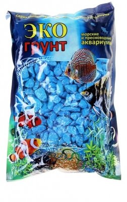 Грунт для аквариума и декора Мраморная крошка синяя блестящая 5-10 мм , 1кг