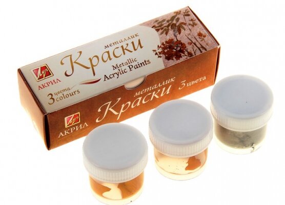 Краски акриловые 3 цвета металлик
